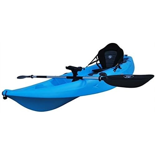 image:imageBKC FK184 9 Solo SitOnTop Kayak wPremium Memory Foam Seat Paddle and Fishing Rod Holders Included