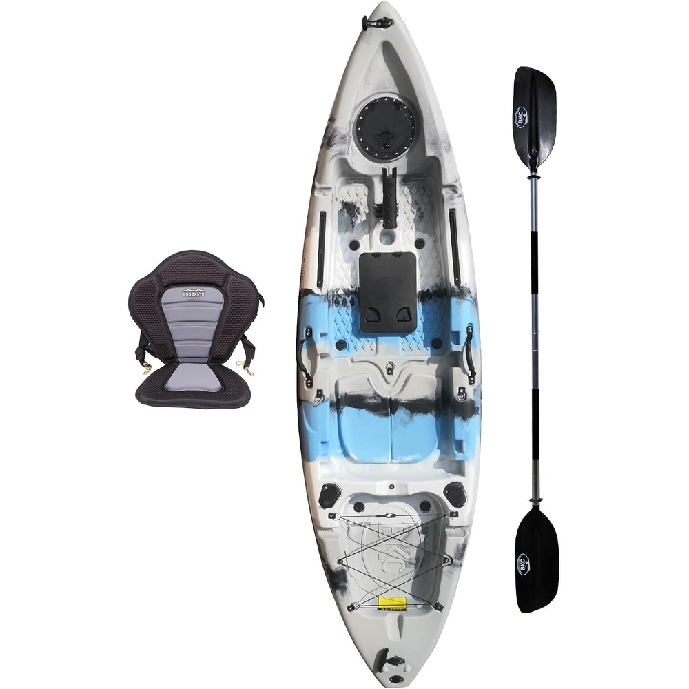 image:imageBKC Brooklyn 92 SitonTop Single Fishing Kayak Memory Foam Seat Lightweight solo hull memory foam seat dry hatches rod holders accessory rails for lakes and riversStorm Surge